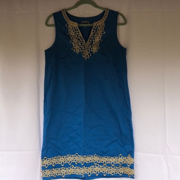 Royal Blue with Gold Accent canvas material Dress - Picture 1 of 7